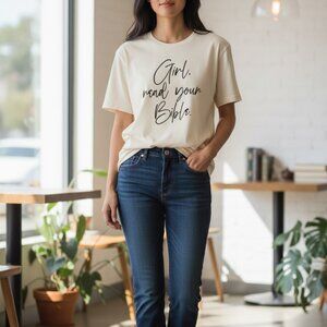 NEW Girl, Read Your Bible Graphic Tee | Faith Christian Shirt | Natural